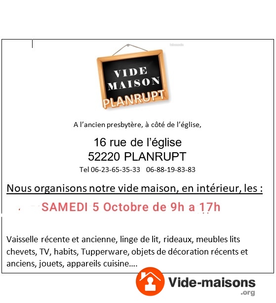 Vide maison a planrupt 16 rue Eglise